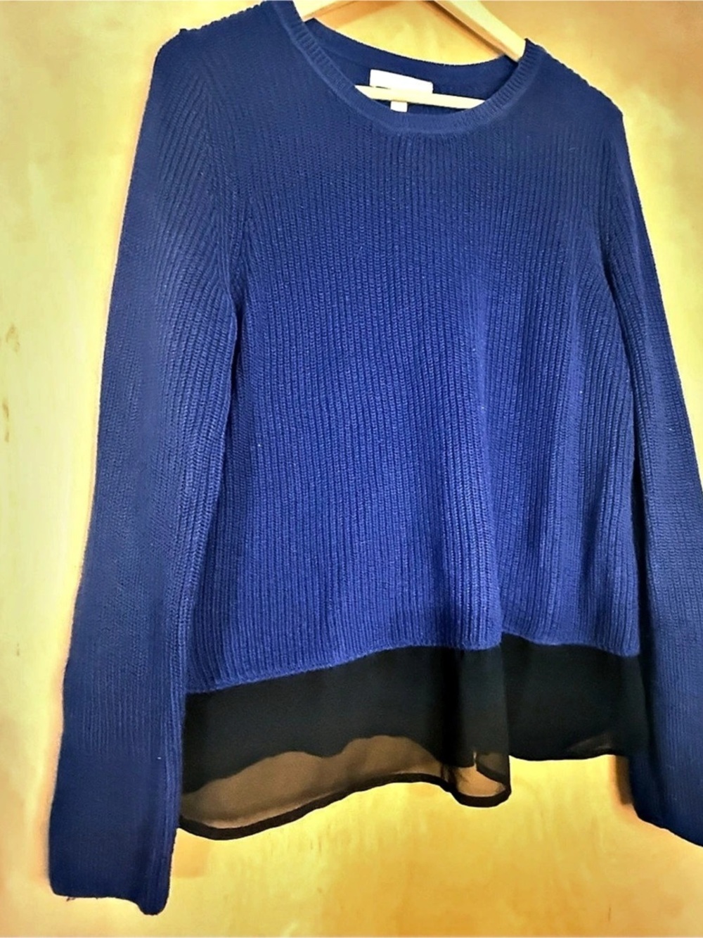 Banana Republic Blue Knit Layered Hem Sweater